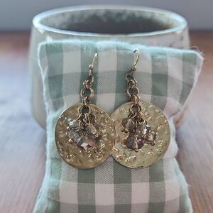 Elegant Gold Clear & Crytsal Dangle Earrings